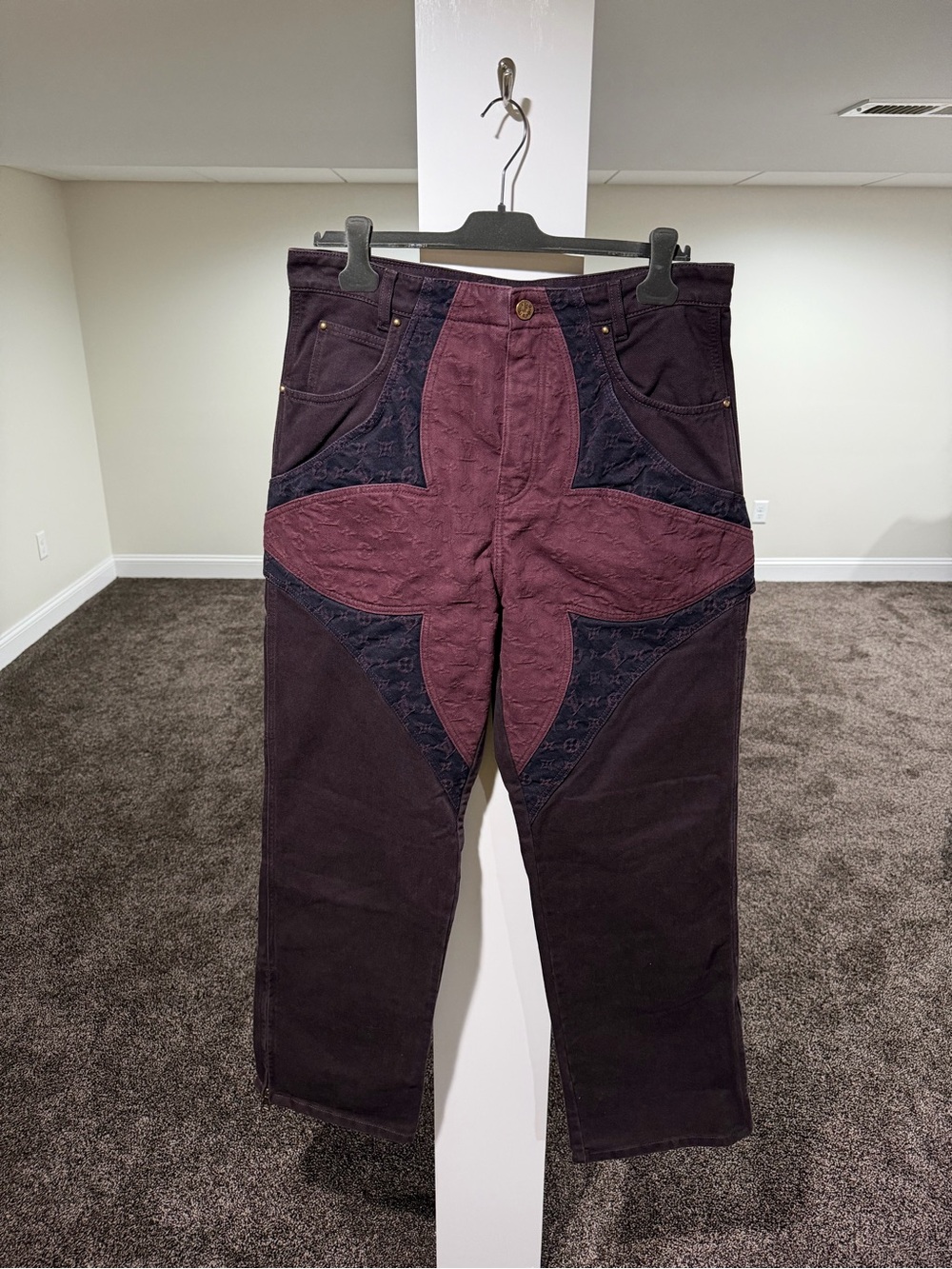 Louis Vuitton Virgil Flower Monogram Denim Work Jeans Pants